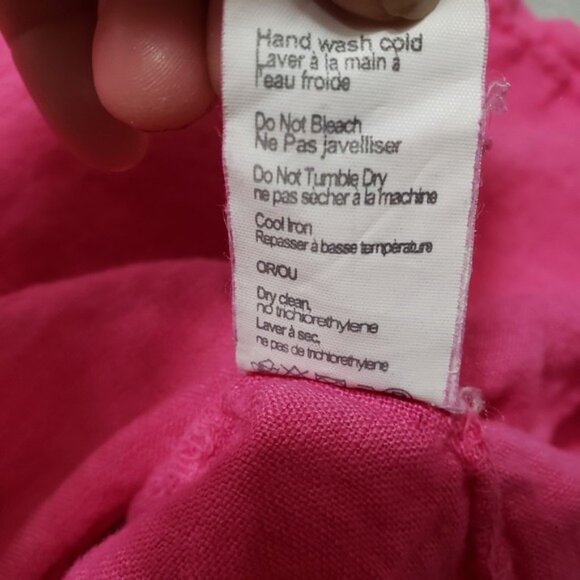 Rosemarine Top Womens Large Pink Linen Long Sleeve Button-Up - Picture 5 of 10